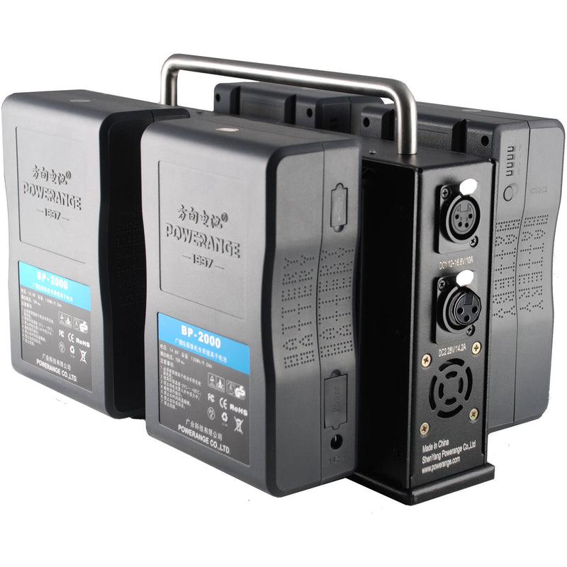 POWERANGE PR-PL-6680B Compact Portable Quad Charger with Simultaneous 28 or 16.8 VDC Output for V-Mount and POWERANGE BP Batteries