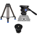 Benro BV8H Video Head with Carbon Fiber Legs Kit with Half Ball Adapter