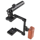 CAMVATE Camera Cage with Top handle and Wood Grip for Select DSLRs