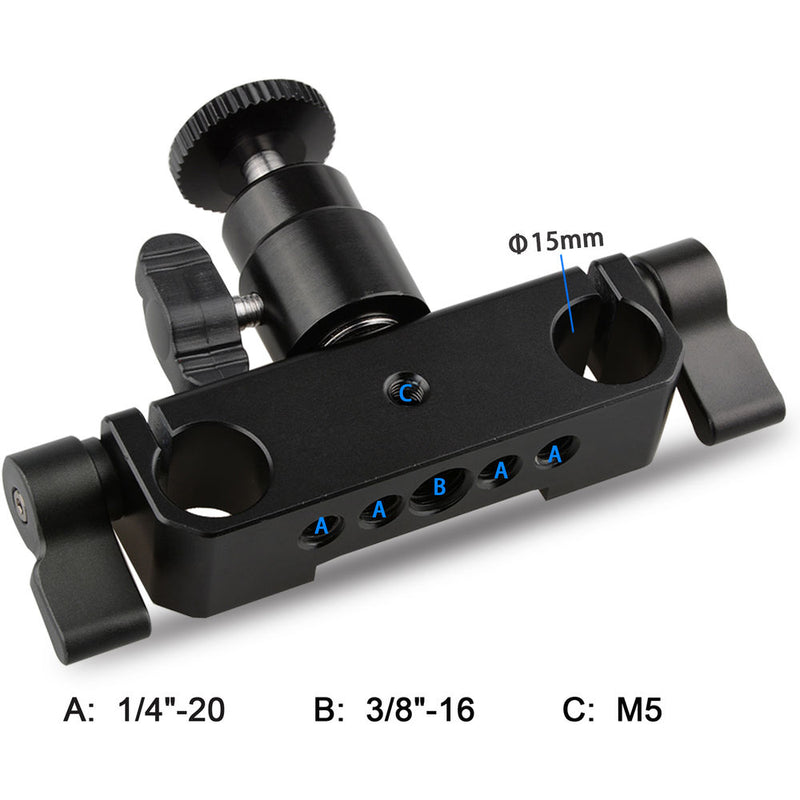 CAMVATE 15mm Rod Clamp Railblock for 15mm DSLR Rail Rig Rod Support System with 1/4" Hot Shoe Mount Mini Ball Head & Flash Bracket Holder Screw