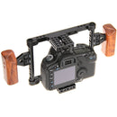 CAMVATE Camera Cage with Wood Grips for Select Canon/Nikon/Sony/Panasonic DSLRs