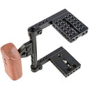 CAMVATE Camera Cage with Wood Handle for Select DSLRs (Left-Sided)