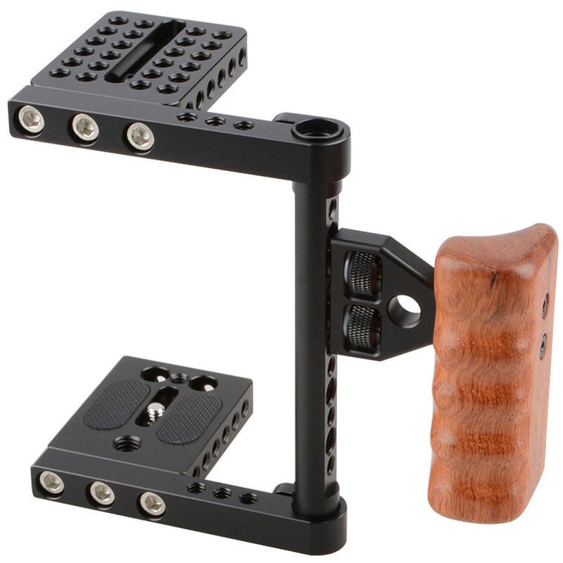 CAMVATE Camera Cage with Wood Handle for Select DSLRs (Left-Sided)