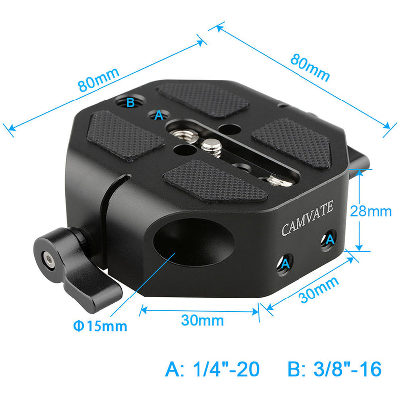 CAMVATE Baseplate for Select Canon & Sony Cameras (Black Wingnuts)