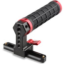 CAMVATE Quick Release Black Rubber Grip Handle with 100mm NATO Rail (Red Wingnut)