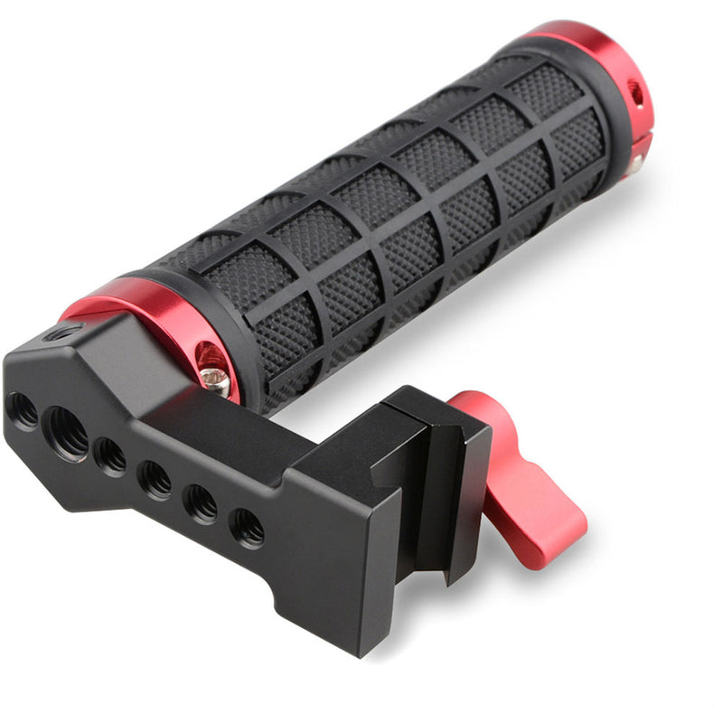 CAMVATE Quick Release Black Rubber Grip Handle with 100mm NATO Rail (Red Wingnut)