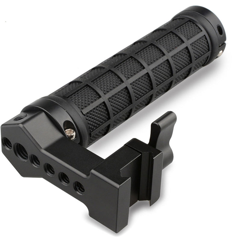 CAMVATE Quick Release Black Rubber Grip Handle with 100mm NATO Rail (Black Wingnut)