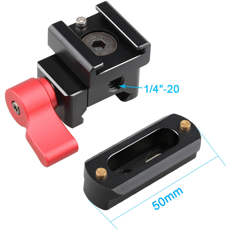 CAMVATE Quick Release Clamp & Cold Shoe Mount Adapter (Red Wingnut)