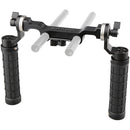 CAMVATE ARRI-Style Rubber Rosette Handle Grip & 15mm Rod Clamp Railblock with ARRI Rosette for DSLR (2-Pack) (Black)