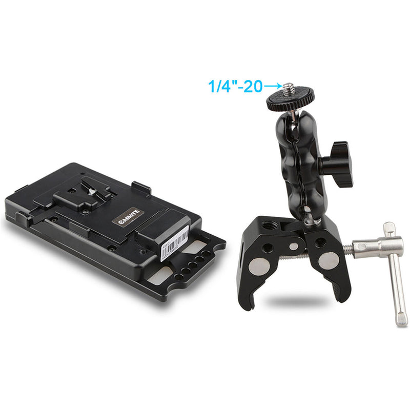 CAMVATE V-Lock Battery Plate with Power Supply Splitter (Super Clamp Crab Pliers Clip)