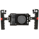 CAMVATE Handheld Camera Cage with Two Cheese Handles for Sony a6500 (Red Knob)