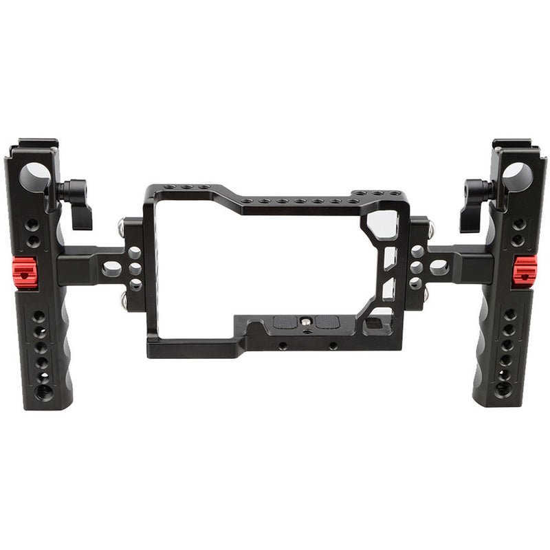 CAMVATE Handheld Camera Cage with Two Cheese Handles for Sony a6500 (Red Knob)