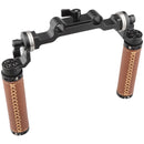 CAMVATE ARRI-Style Leather Rosette Handle Grip & 15mm Rod Clamp Railblock for DSLR Shoulder Rig (2 Handles)