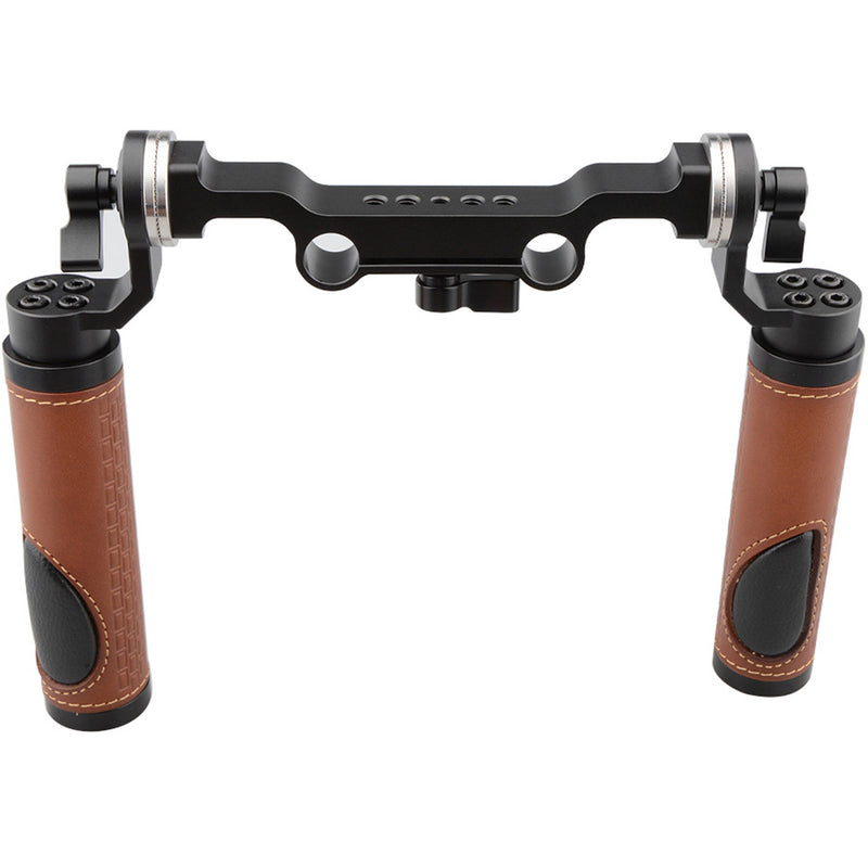 CAMVATE ARRI-Style Leather Rosette Handle Grip & 15mm Rod Clamp Railblock for DSLR Shoulder Rig (2 Handles)