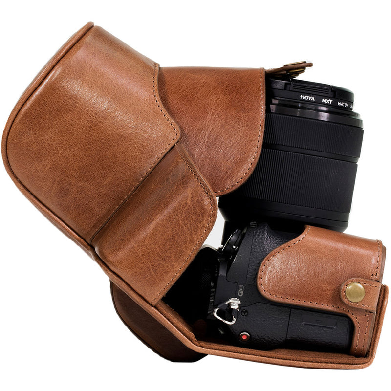 MegaGear Ever Ready Half-Bottom Protective Leather Case for Sony Alpha A7S II, A7R II, A7 II (Dark Brown)