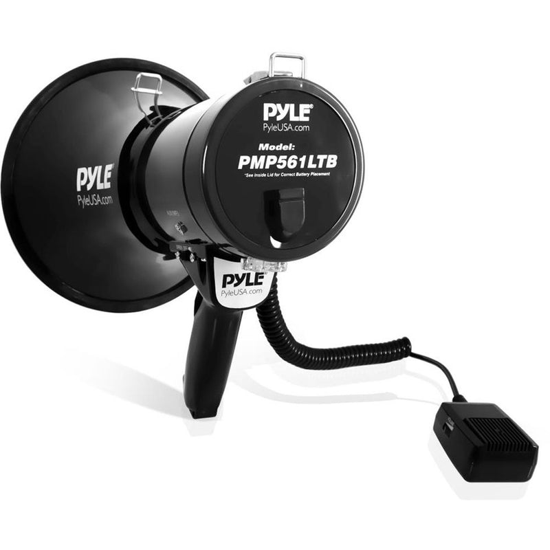 Pyle Pro PMP561LTB 50W Megaphone with Siren, LED Lights & Detachable Microphone (Black)