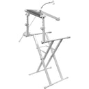 Odyssey Innovative Designs X-Stand Combo Dual Tier Heavy-Duty Folding Stand with Microphone Boom & Laptop/Gear Shelf (White)