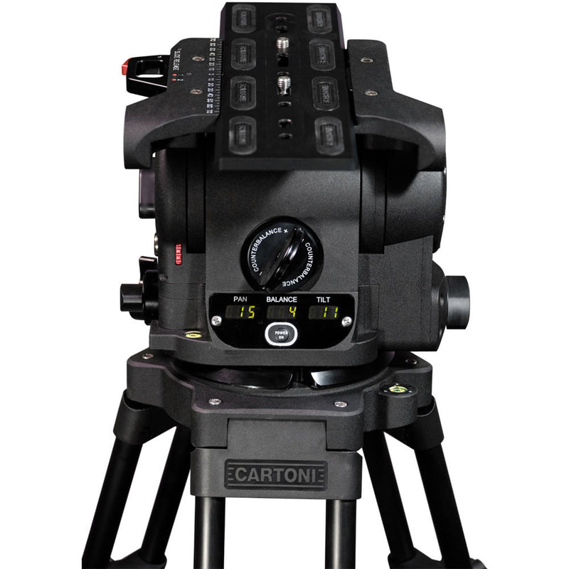 Cartoni Master 30 Head, 2PB, 1 Stage Alminum Tripod With Mid-Level Spreader Pivoting Feet