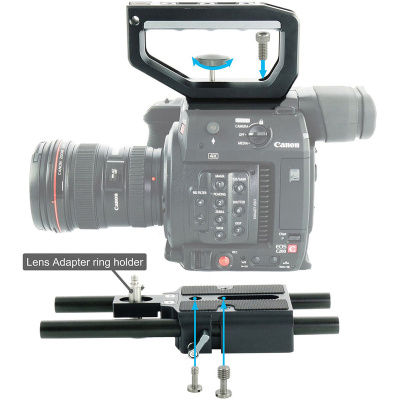 CAME-TV Top Handle and Baseplate Kit for Canon EOS C200