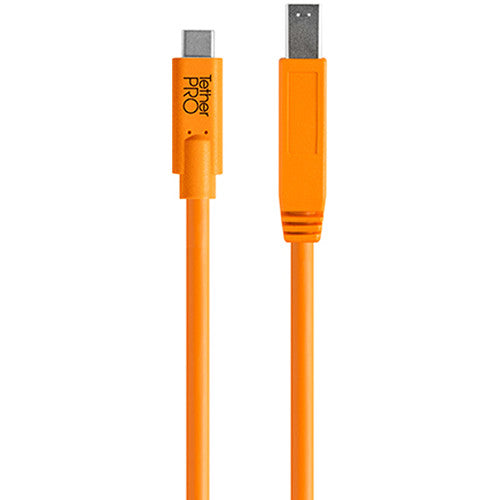 Tether Tools TetherPro USB Type-C Male to USB 3.0 Type-B Male Cable (15', Orange)