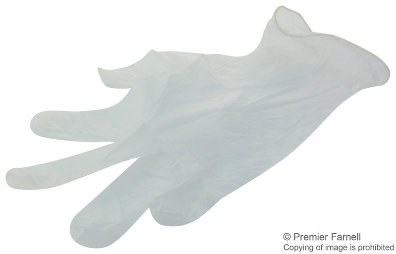 MULTICOMP DYC200-01-01-9-DYCLEAN-S Glove, Pack of 100, White, PVC (Polyvinylchloride), Size S, Full