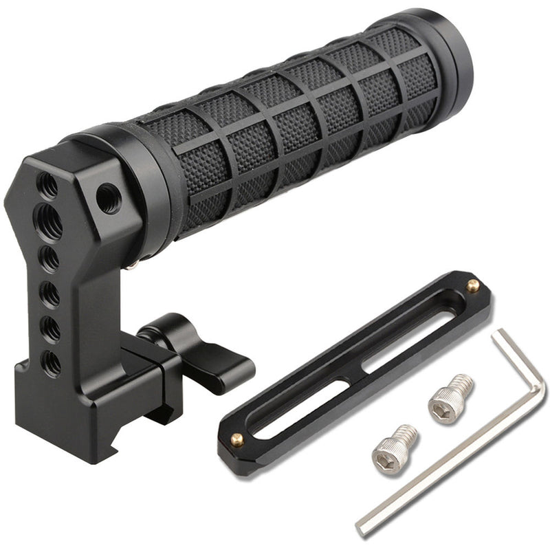 CAMVATE Quick Release Black Rubber Grip Handle with 100mm NATO Rail (Black Wingnut)