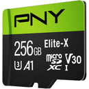 PNY Technologies 256GB Elite-X UHS-I microSDXC Memory Card with SD Adapter