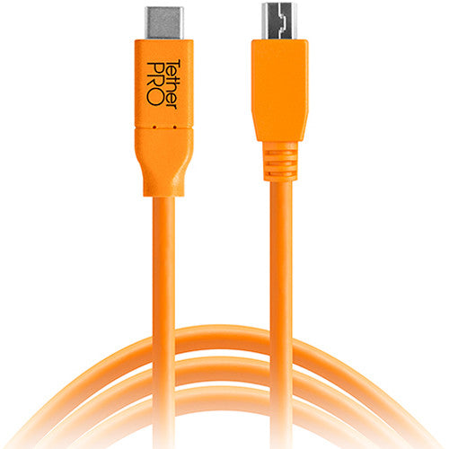 Tether Tools TetherPro USB Cable with TetherBLOCK Quick Release Plate Kit (USB Type-C Male to 5-Pin Micro-USB 2.0 Type-B Male, Orange)