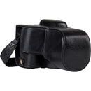 MegaGear Ever Ready Leather Case with Strap for Canon EOS Rebel T7i, 800D, Kiss X9i, 77D, 9000D and 18-55mm (Black)