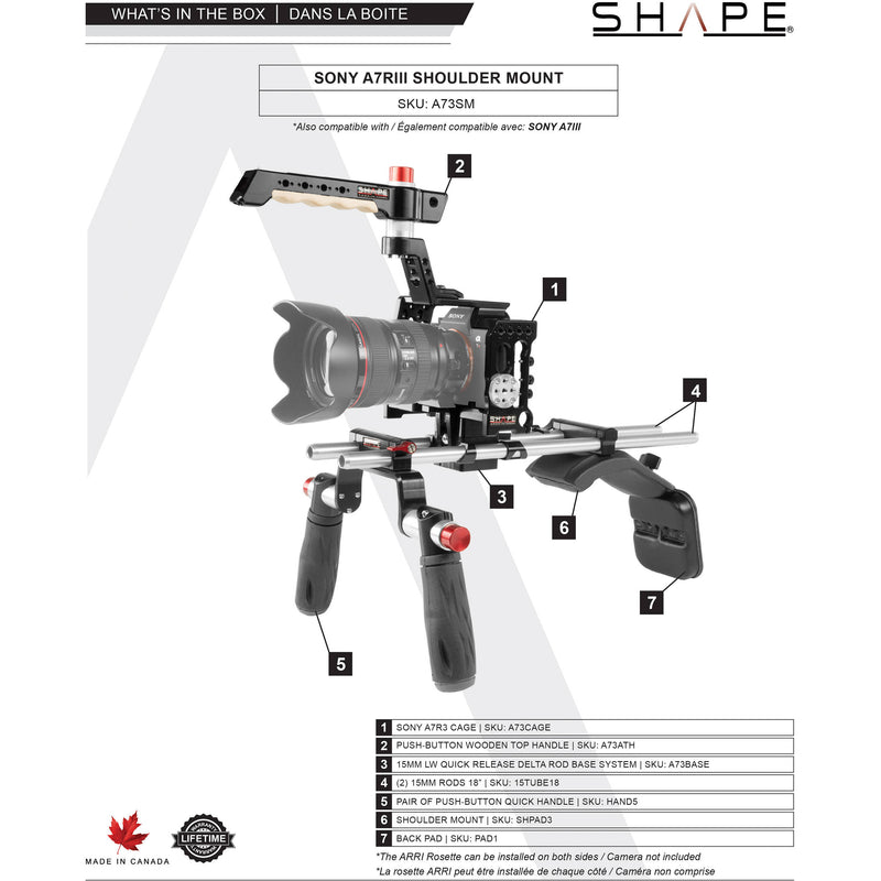 SHAPE Shoulder Mount Kit for Sony a7R III/a7 III Camera