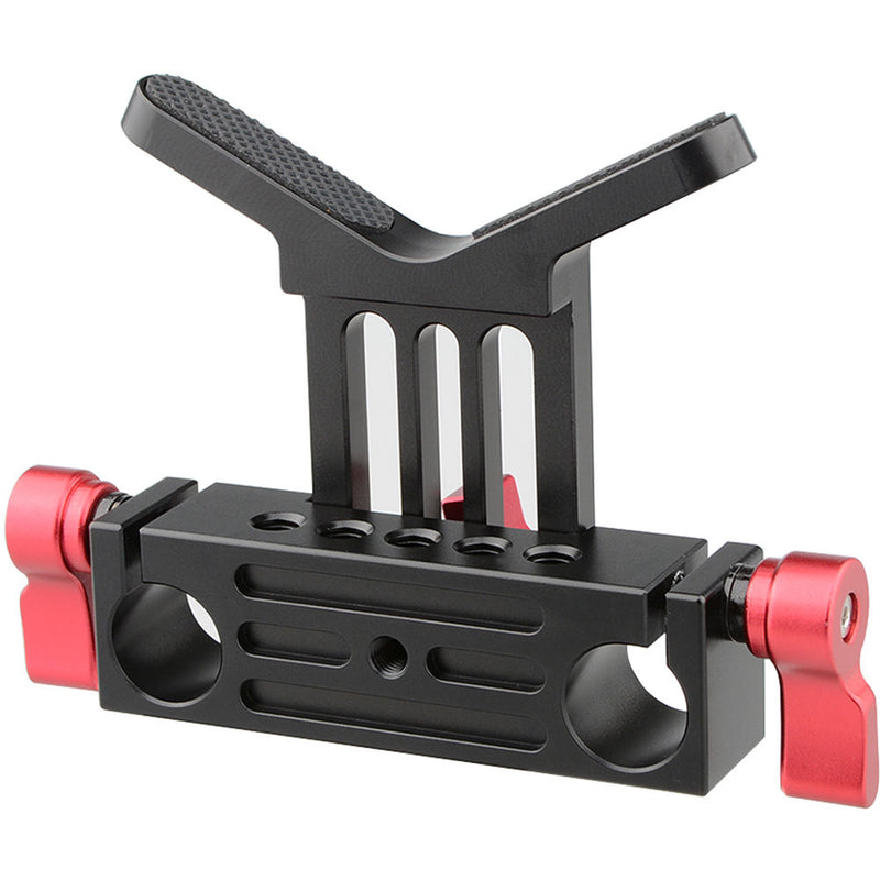 CAMVATE Adjustable Lens Support for 15mm Rods (Red Knobs)