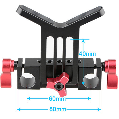 CAMVATE Adjustable Lens Support for 15mm Rods (Red Knobs)