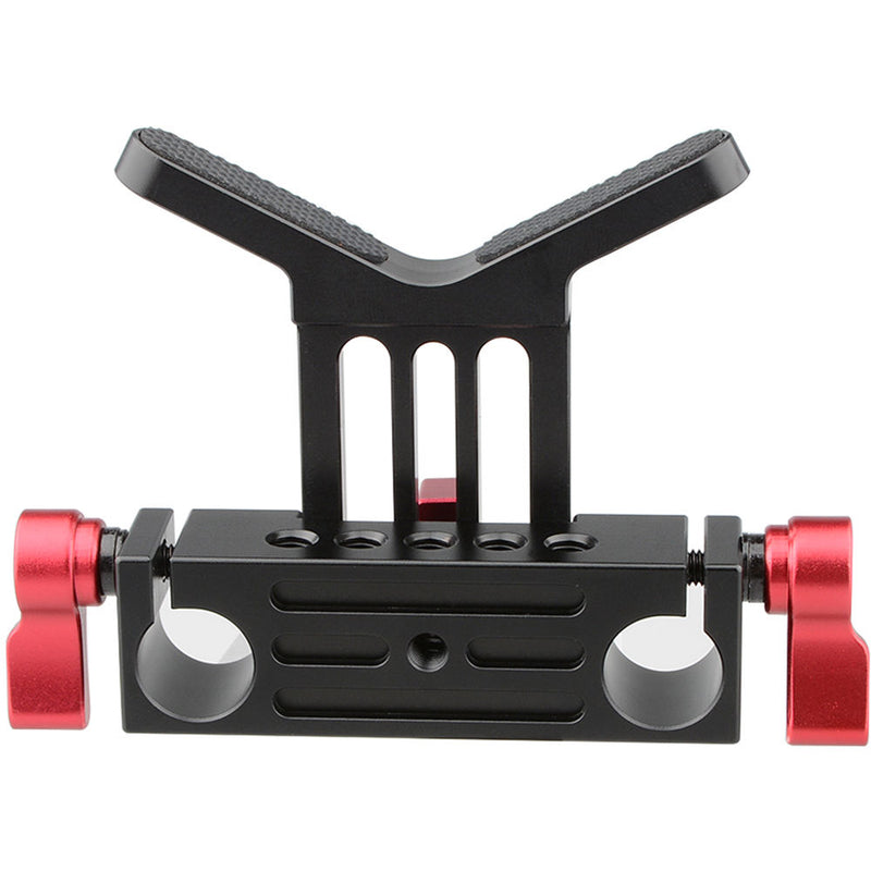 CAMVATE Adjustable Lens Support for 15mm Rods (Red Knobs)