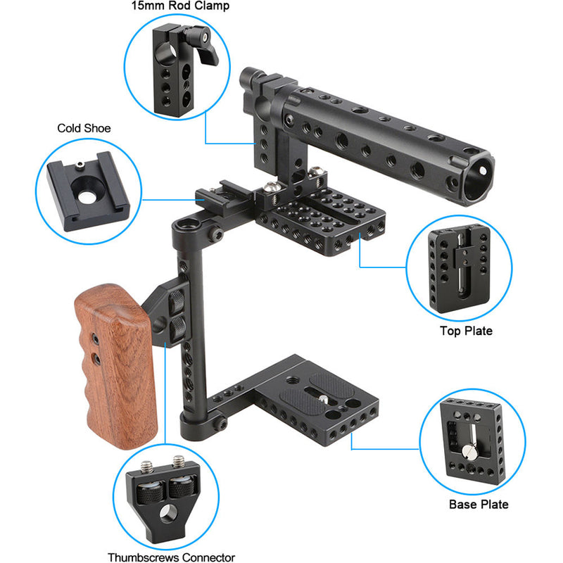 CAMVATE Camera Cage With Top And Side Handle (Left-Sided)