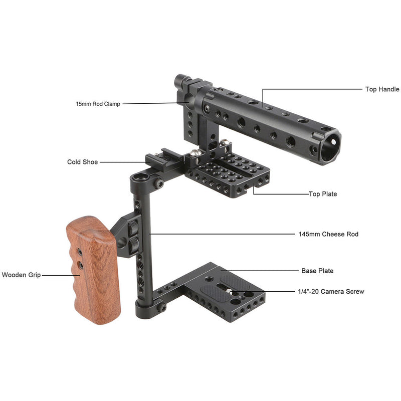 CAMVATE Camera Cage With Top And Side Handle (Left-Sided)