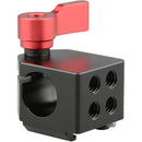 CAMVATE 15mm Rod Clamp with Cold Shoe (Red Knob)