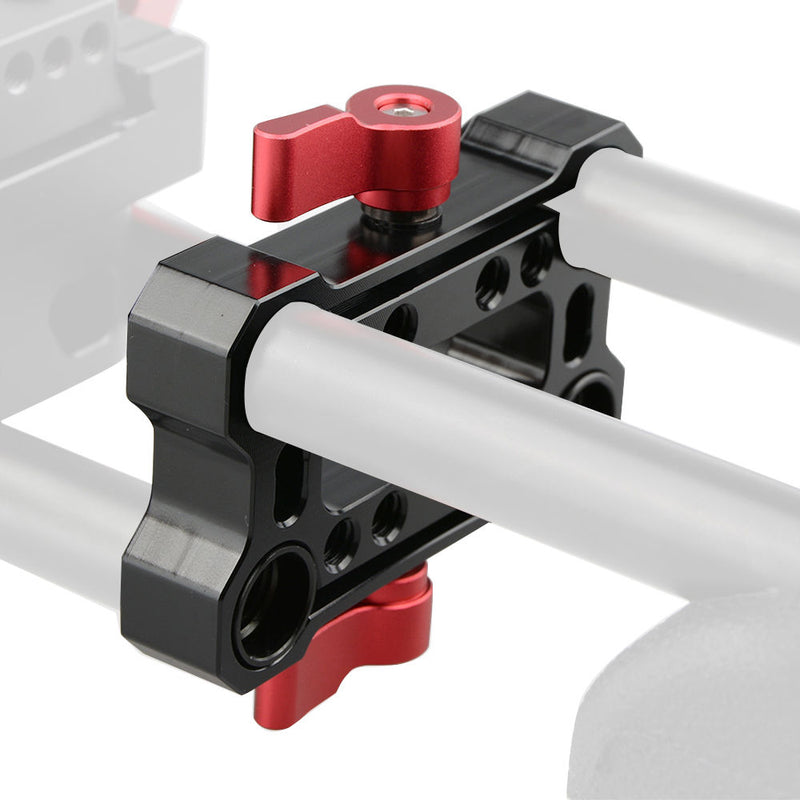 CAMVATE Height Riser Offset Railblock 15mm Rod Clamp (Red Levers)