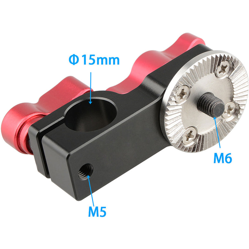 CAMVATE 15mm Rod Clamp with ARRI Rosette Mount (Red Thumbscrew)