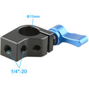 CAMVATE Single 15mm Rod Clamp with 1/4"-20 Threads (Blue Knob)