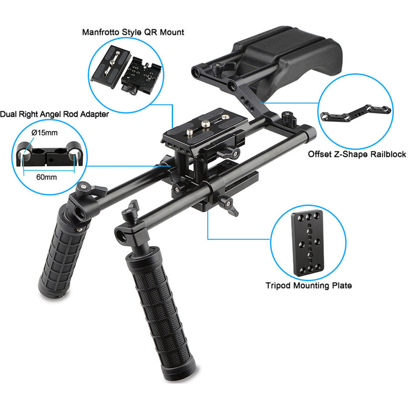 CAMVATE Pro DSLR Shoulder Mount Support Rig Kit Handgrip for Canon/Nikon/Sony