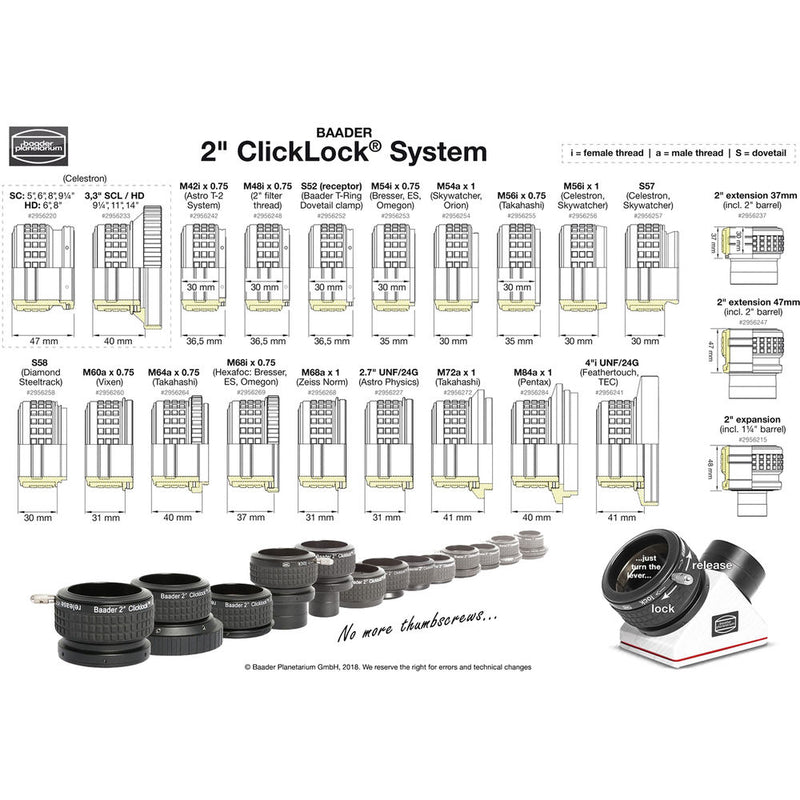 Alpine Astronomical Baader 1.25" to 2" ClickLock Expansion Adapter