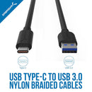 Sabrent USB 3.0 to USB-C Sync and Charge Cable 3x6' - Braided Nylon