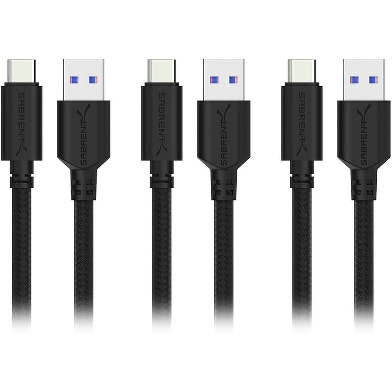 Sabrent USB 3.0 to USB-C Sync and Charge Cable 3x6' - Braided Nylon