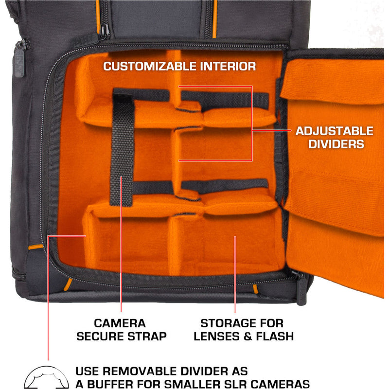 USA GEAR S17 DSLR Camera Backpack (Orange)