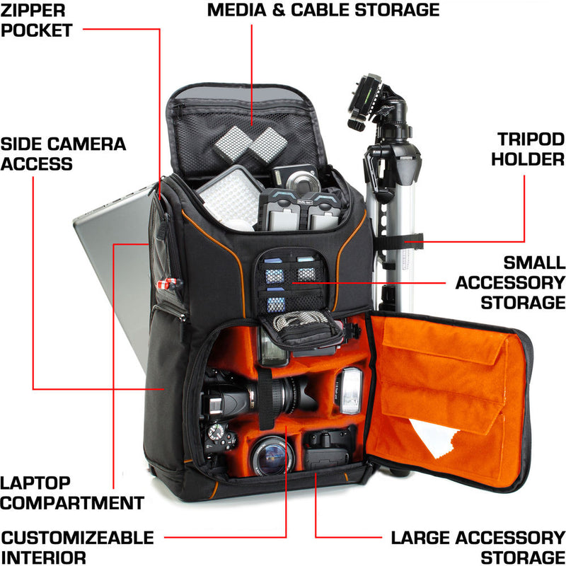 USA GEAR S17 DSLR Camera Backpack (Orange)