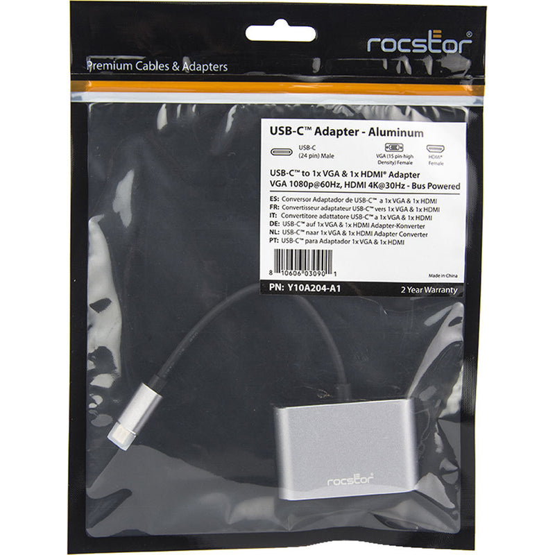 Rocstor USB Type-C to HDMI and VGA Dual Port Adapter