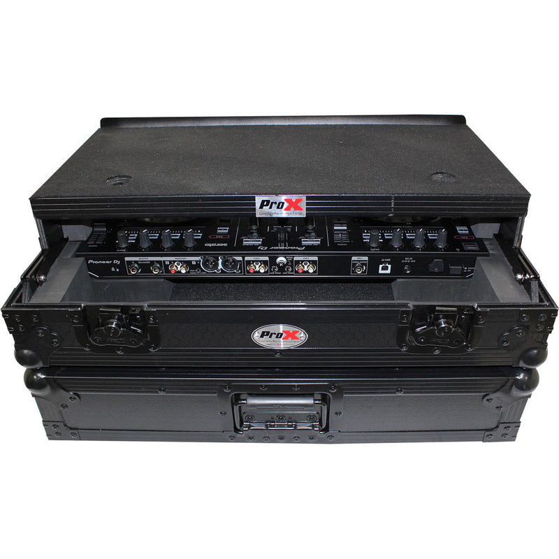 ProX Flight Case for Pioneer DDJ-SR2 Controller with Laptop Shelf and LED Kit (Black-on-Black)