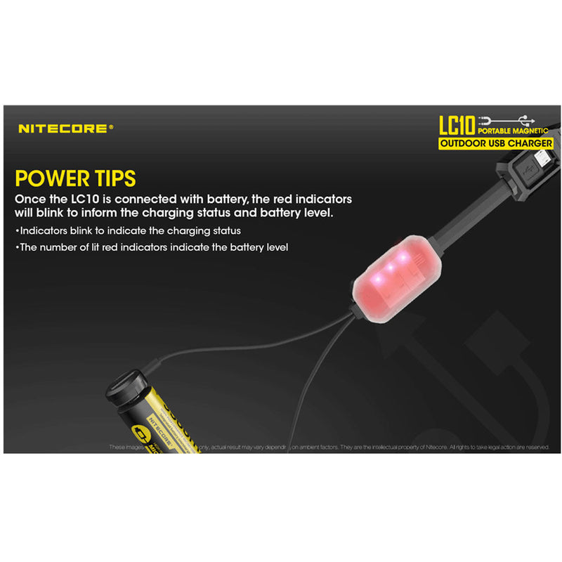 Nitecore LC10 Portable Magnetic Outdoor USB Charger