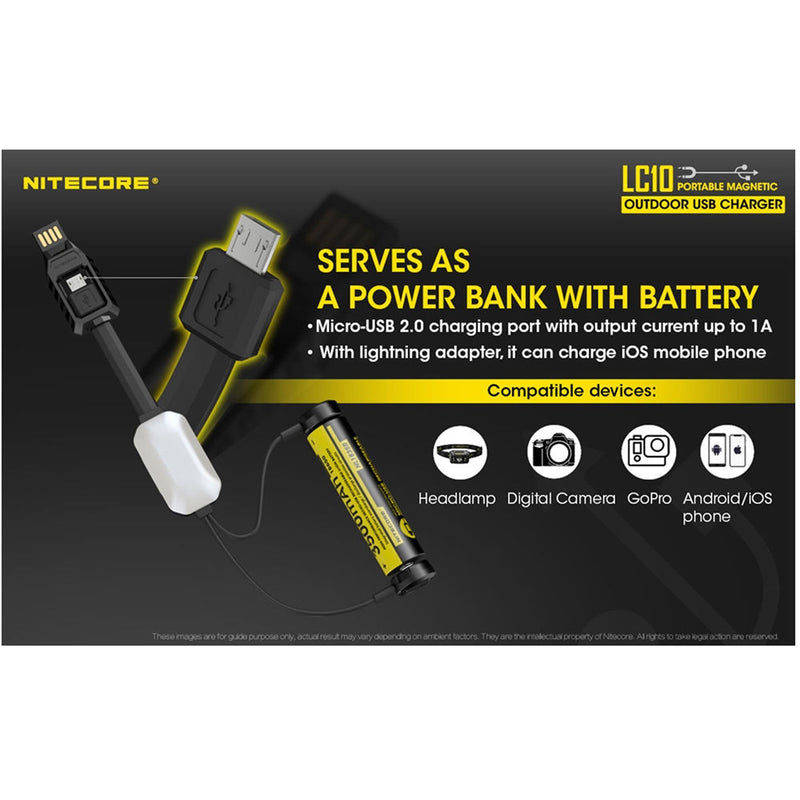 Nitecore LC10 Portable Magnetic Outdoor USB Charger