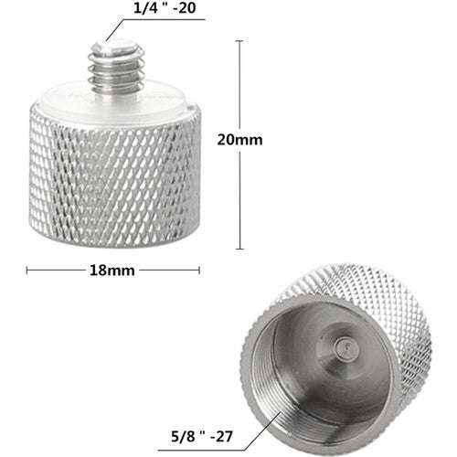 CAMVATE 1/4"-20 Male To 5/8"-27 Female Adapter for Microphone Stand (2-Pack)